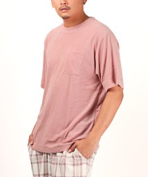LUXSTYLE(ラグスタイル)/パイル無地胸ポケットBIGTシャツ/Tシャツ メンズ 半袖 パイル ポケット ビッグシルエット/ピンク