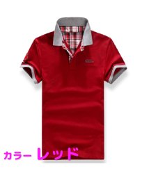 MOWMOW FASHION(マウマウ ファッション)/ポロシャツ メンズ 半袖 ゴルフウェア POLO チェック 鹿の子 綿 夏物 春物 涼しい スポーツ 襟付き 父の日 プレゼント/レッド