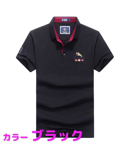 MOWMOW FASHION(マウマウ ファッション)/ポロシャツ メンズ 半袖 ゴルフウェア POLO シンプル 鹿の子 綿 夏物 春物 涼しい スポーツ イケおじ 襟付き 父の日 プレゼント/ブラック