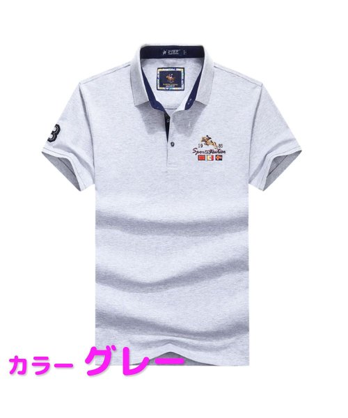 MOWMOW FASHION(マウマウ ファッション)/ポロシャツ メンズ 半袖 ゴルフウェア POLO シンプル 鹿の子 綿 夏物 春物 涼しい スポーツ イケおじ 襟付き 父の日 プレゼント/グレー