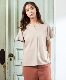 J.PRESS LADIES(J．プレス　レディス)/【UVケア・接触冷感】コンパクトコットンスムース キーネック カットソー/ベージュ系