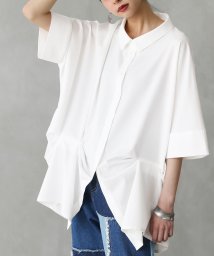 osharewalker(オシャレウォーカー)/『変形裾タックデザインシャツ』/オフホワイト