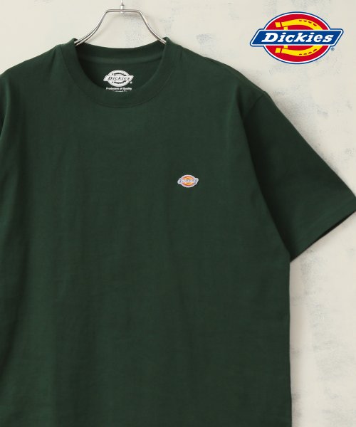 ALWAYS GOOD TIME NEW BASIC STORE(オールウェイグッドタイムニューベーシックストア)/【DICKIES/ディッキーズ】ワンポイントロゴ ミニワッペン クルーネックTシャツ/グリーン