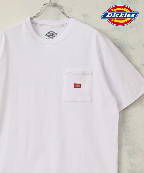 Dickies(Dickies)/【DICKIES/ディッキーズ】ワンポイントロゴ ミニワッペンポケット付き クルーネックTシャツ/ホワイト