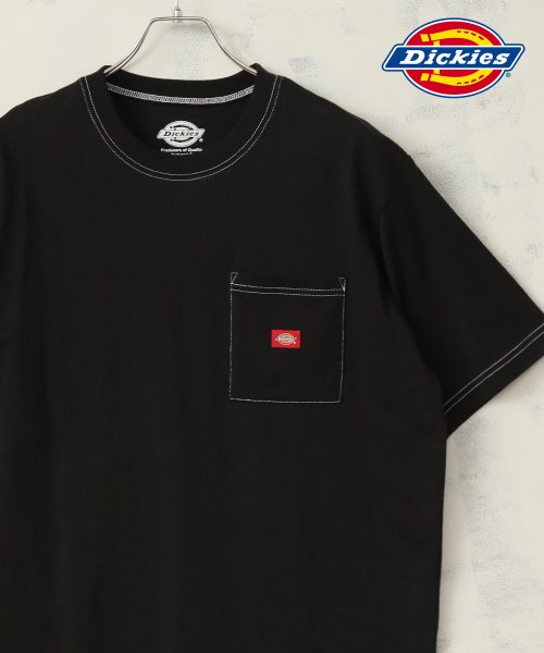 Dickies(Dickies)/【DICKIES/ディッキーズ】ワンポイントロゴ ミニワッペンポケット付き クルーネックTシャツ/ブラック