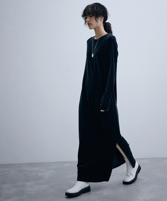 【ADAM ET ROPE'】ベロア BOTANICAL DYED DRESS