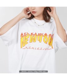 1111clothing(ワンフォークロージング)/オーバーサイズ tシャツ メンズ 半袖tシャツ レディース ビッグシルエット トップス 半袖 カットソー 綿100% ビッグt ファイヤーパターン ビッグtシャ/ホワイト