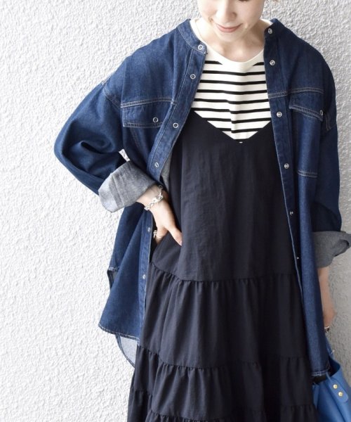 SHIPS any WOMEN(シップス　エニィ　ウィメン)/SHIPS any:〈ウォッシャブル〉ビックシルエット デニム シャツ［SHIPS any DENIM］/ネイビー