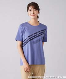 Leilian(レリアン)/ロゴ刺繍Tシャツ/ブルー系