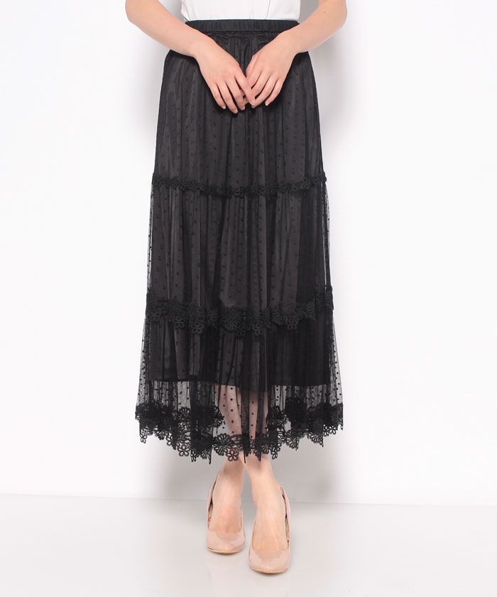 セール】【CHRISCELIN/クリスセリーン】レースドットチュールスカート  