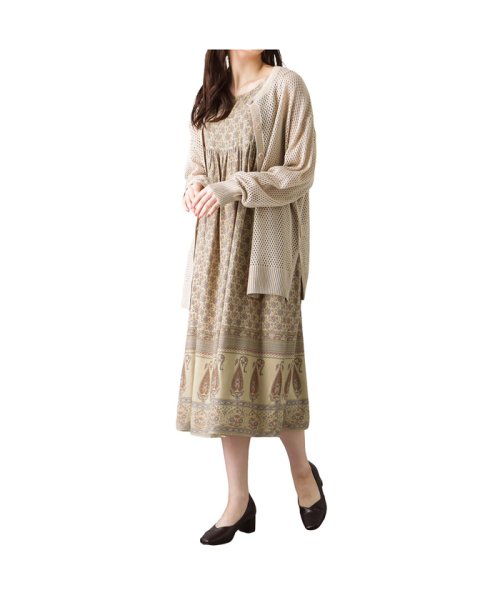 Navy ネイビー インド総柄ワンピース 5 6851 マックハウス レディース Mac House Women Magaseek
