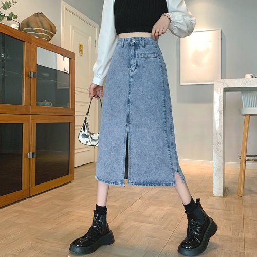 セール デニムスカート スリット入り ミモレ丈 ミニミニストア Miniministore Magaseek
