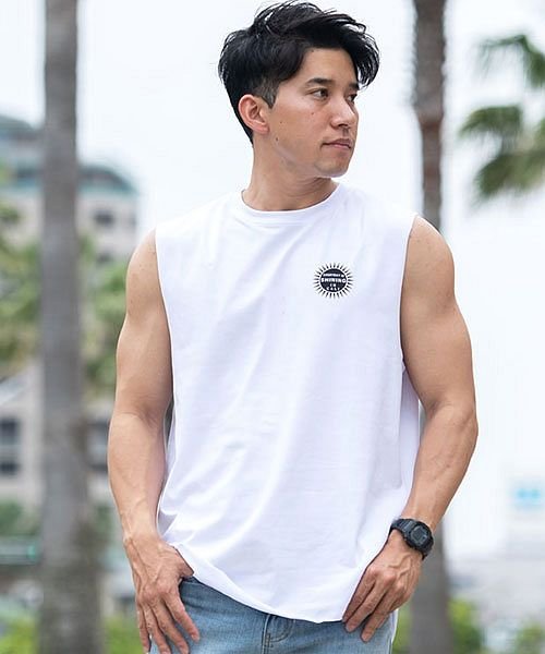 Cavaria パームツリープリントビッグノースリーブtシャツ メンズ ブランド おしゃれ 大人 大きいサイズ ノースリーブ タンクトップ トップス カットソー キャバリア Cavaria Magaseek