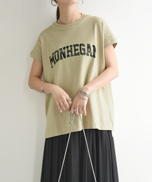 セール もちもちストレッチフレンチスリーブプリントtシャツ おしゃれ Tシャツ レディース 半袖 ロゴ ロゴt ロゴプリント フレンチスリーブ 春 夏 秋 ストレッチ アンドイット And It Magaseek