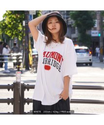 1111clothing(ワンフォークロージング)/カレッジロゴ ビッグtシャツ メンズ オーバーサイズ tシャツ レディース 綿100% ビッグシルエット トップス 半袖 カットソー アーチロゴ プリントtシャ/ホワイト