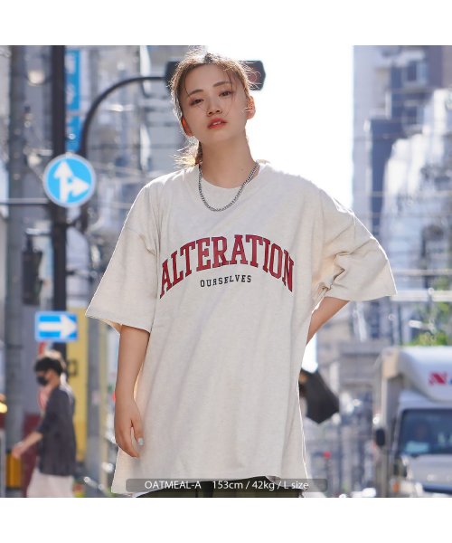 1111clothing(ワンフォークロージング)/カレッジロゴ アンサンブル tシャツ メンズ オーバーサイズ レディース ビッグtシャツ 綿100% ビッグシルエット トップス 半袖 カットソー レイヤード /その他