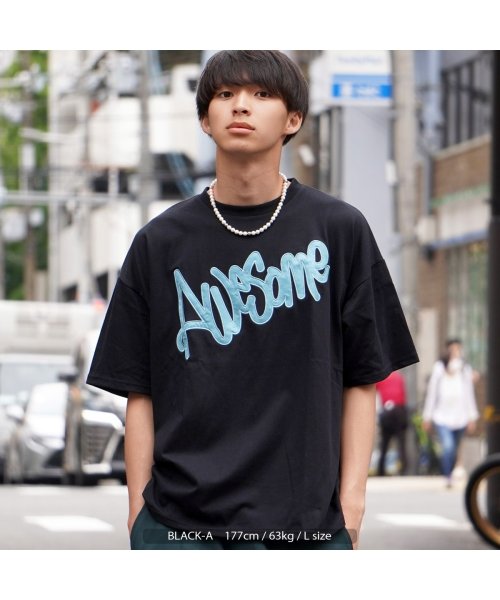 グラフィティ 刺繍 Tシャツ メンズ オーバーサイズ レディース ビッグtシャツ ビッグシルエット トップス 半袖 カットソー ロゴtシャツ ロゴt アップリケ ワンフォークロージング 1111clothing Magaseek