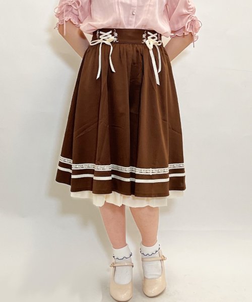 レースアップフレアスカート アクシーズファム Axes Femme Magaseek