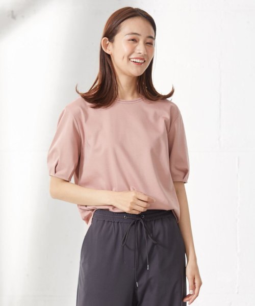 J.PRESS LADIES(J．プレス　レディス)/【UVケア・接触冷感】コンパクトコットンスムース タックスリーブ カットソー/ピンク系