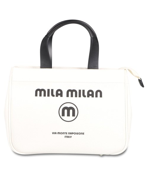 mila milan(ミラ　ミラン)/mila milan ミラ・ミラン トートバッグ ハンドバッグ コルソ メンズ レディース 撥水 CORSO MINI TOTE BAG ブラック ホワイト 黒/ホワイト