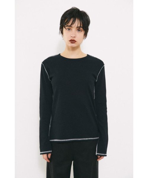 BLACK BY MOUSSY(ブラックバイマウジー)/bicolor stitch long t－shirt/BLK