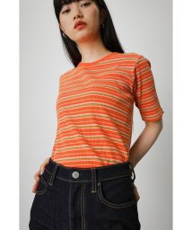 AZUL by moussy(アズールバイマウジー)/MULTICOLOR BORDER RIB TOPS/ORG