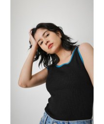 AZUL by moussy(アズールバイマウジー)/BICOLOR PIPING KNIT TANK TOP/BLK