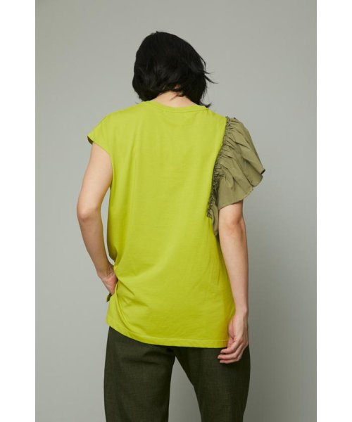 HeRIN.CYE(ヘリンドットサイ)/Frill asymmetry Tee/LIME