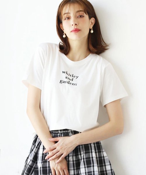 REAL　CUBE(リアルキューブ)/フロッキーロゴプリントTシャツ/オフ