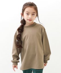 devirock(デビロック)/無地 ヘビーウェイト ロング丈 長袖Tシャツ 子供服 キッズ ベビー 女の子 トップス 長袖Tシャツ ロンT 綿100% 吸汗/モカ