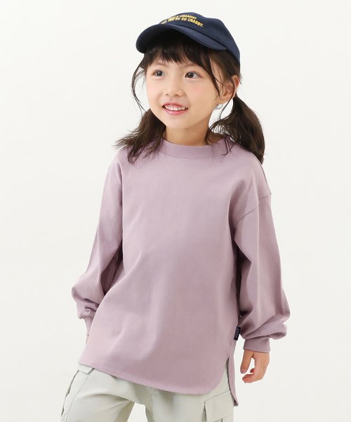 devirock(デビロック)/無地 ヘビーウェイト ロング丈 長袖Tシャツ 子供服 キッズ ベビー 女の子 トップス 長袖Tシャツ ロンT 綿100% 吸汗/ピンクベージュ