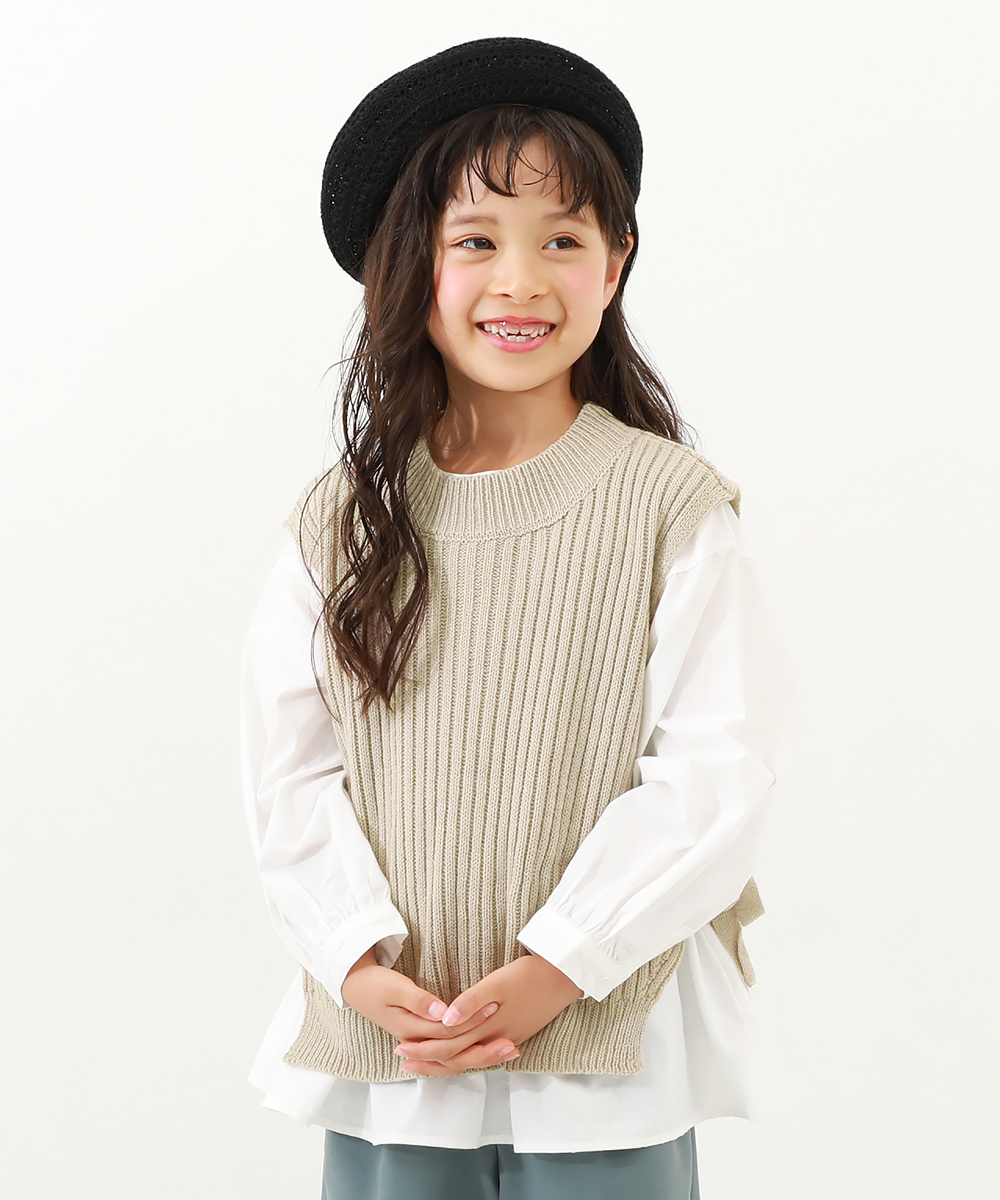 ニットベスト＆長袖シャツセット 子供服 キッズ 女の子 シャツ ブラウス