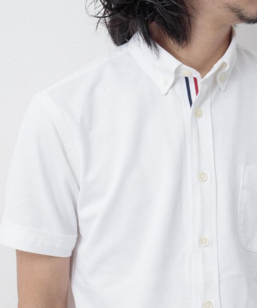 NOLLEY’S goodman(ノーリーズグッドマン)/ニットテープカノコ半袖シャツ（※テレワーク、オフィスカジュアルに最適）/ホワイト