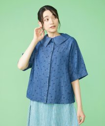 Jocomomola(ホコモモラ)/Brillar 刺繍デニムジャケット/ブルー