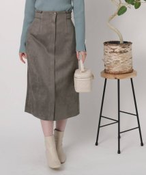 Couture Brooch(クチュールブローチ)/【しっとり、軽い、暖かい。】スウェード調ナロータイトスカート/チャコールグレー（014）