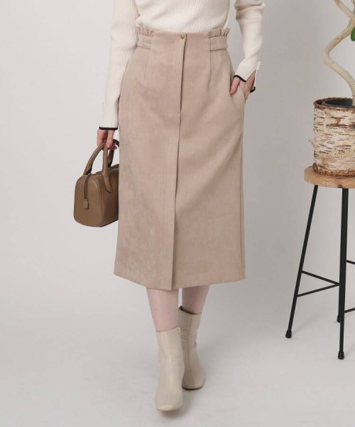 Couture Brooch(クチュールブローチ)/【しっとり、軽い、暖かい。】スウェード調ナロータイトスカート/ピンク（072）