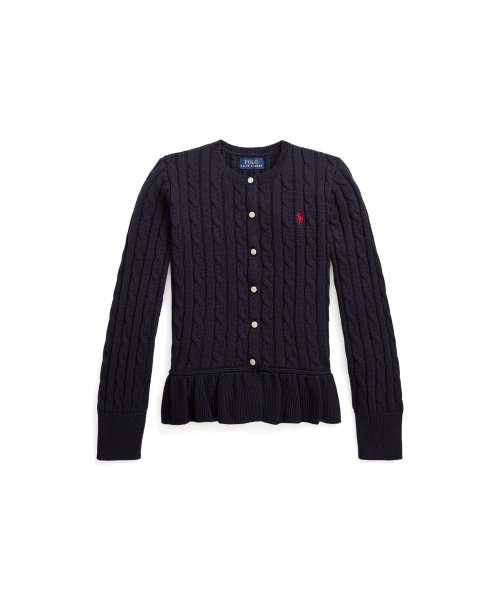 POLO RALPH LAUREN(POLO RALPH LAUREN)/(ガールズ 7才～16才)ケーブルニット コットン ペプラム カーディガン/410ネイビー