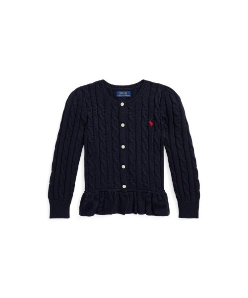 POLO RALPH LAUREN(POLO RALPH LAUREN)/(ガールズ 2才～6才)ケーブルニット コットン ペプラム カーディガン/410ネイビー