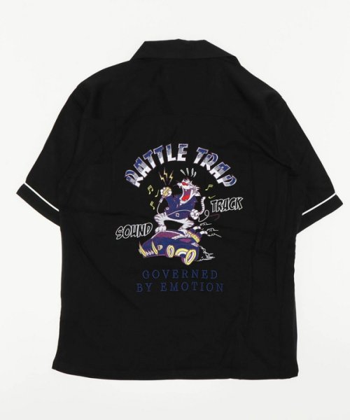 RATTLE TRAP(ラトルトラップ)/レーヨンツイル刺繍入り半袖シャツ/ブラック