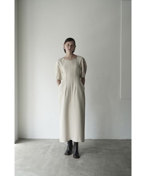 CLANE(クラネ)/STITCH DESIGN PUFF SLEEVE ONE PIECE/IVORY