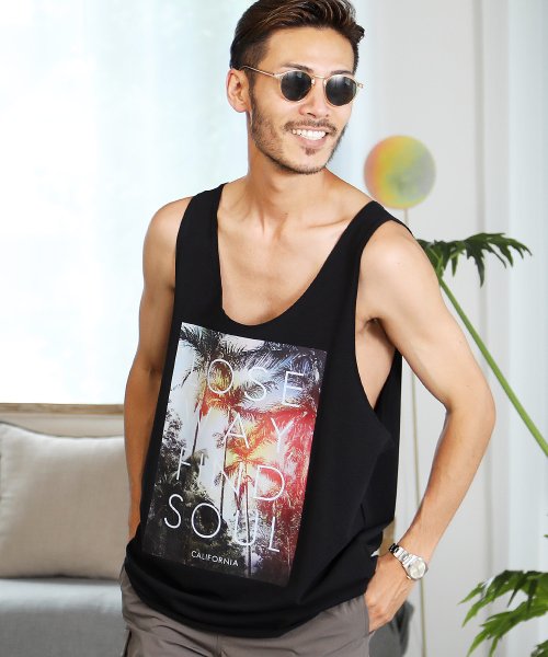 カルフォルニアプリントタンクトップ タンクトップ メンズ タンク インナー ノースリーブ カットソー レイヤード 重ね着 トップス ジギーズショップ Jiggys Shop Magaseek
