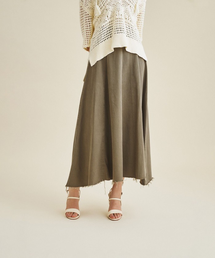 GRACECONTINENTAL フレア切替マキシスカート カーキ 38