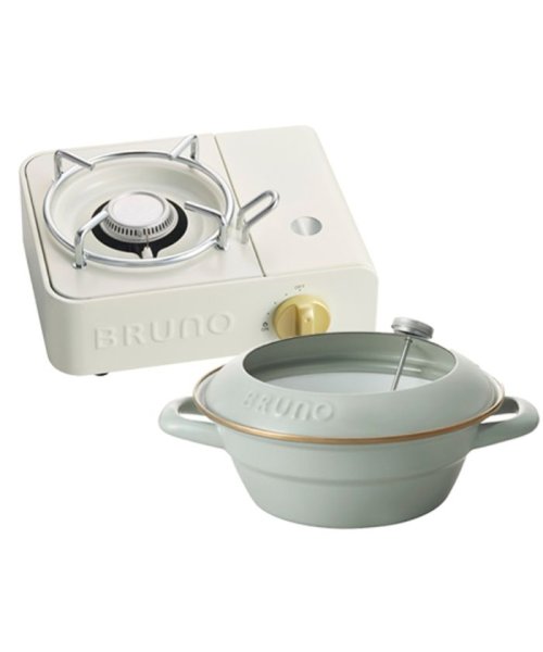 BRUNO(ブルーノ)/カセットコンロミニ＆ホーロー天ぷら鍋 20cm セット/ホワイト