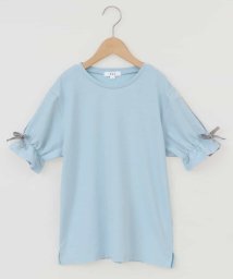 a.v.v(KID'S)(アー・ヴェ・ヴェキッズ)/[100－130]チェックキャンディースリーブTシャツ/ライトブルー