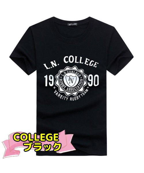 mowmow(マウマウ)/Tシャツ メンズ レディース 半袖 カットソー 男女兼用 ペアルック おしゃれ クルーネックTシャツ ストリート アメカジ/ブラック