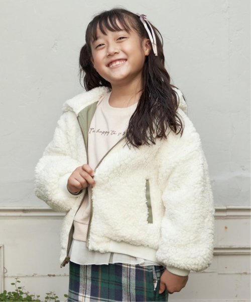 ikka kids(イッカ　キッズ)/【キッズ】リバーシブルフードボアブルゾン（120〜160cm）/オリーブ