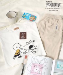 salong hameu(salong hameu)/【Salong hameu】Peanuts（ピーナッツ）スヌーピー Tシャツ＆ハーフパンツ ルームウェア/2点セット/セットアップ/アイボリー