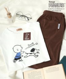 salong hameu(salong hameu)/【Salong hameu】Peanuts（ピーナッツ）スヌーピー Tシャツ＆ハーフパンツ ルームウェア/2点セット/セットアップ/ブラウン