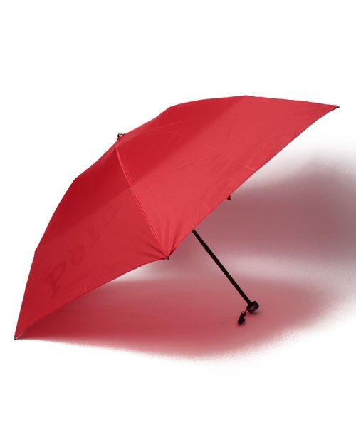 POLO RALPH LAUREN(umbrella)(ポロラルフローレン（傘）)/折りたたみ傘　無地×カラーポロポニー/レッド