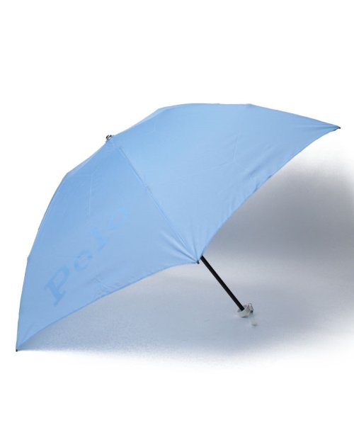 POLO RALPH LAUREN(umbrella)(ポロラルフローレン（傘）)/折りたたみ傘　無地×カラーポロポニー/サックスブルー